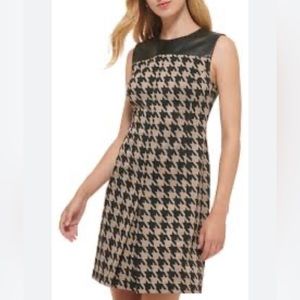 Tommy Hilfiger Houndstooth Faux Leather Retro Dress